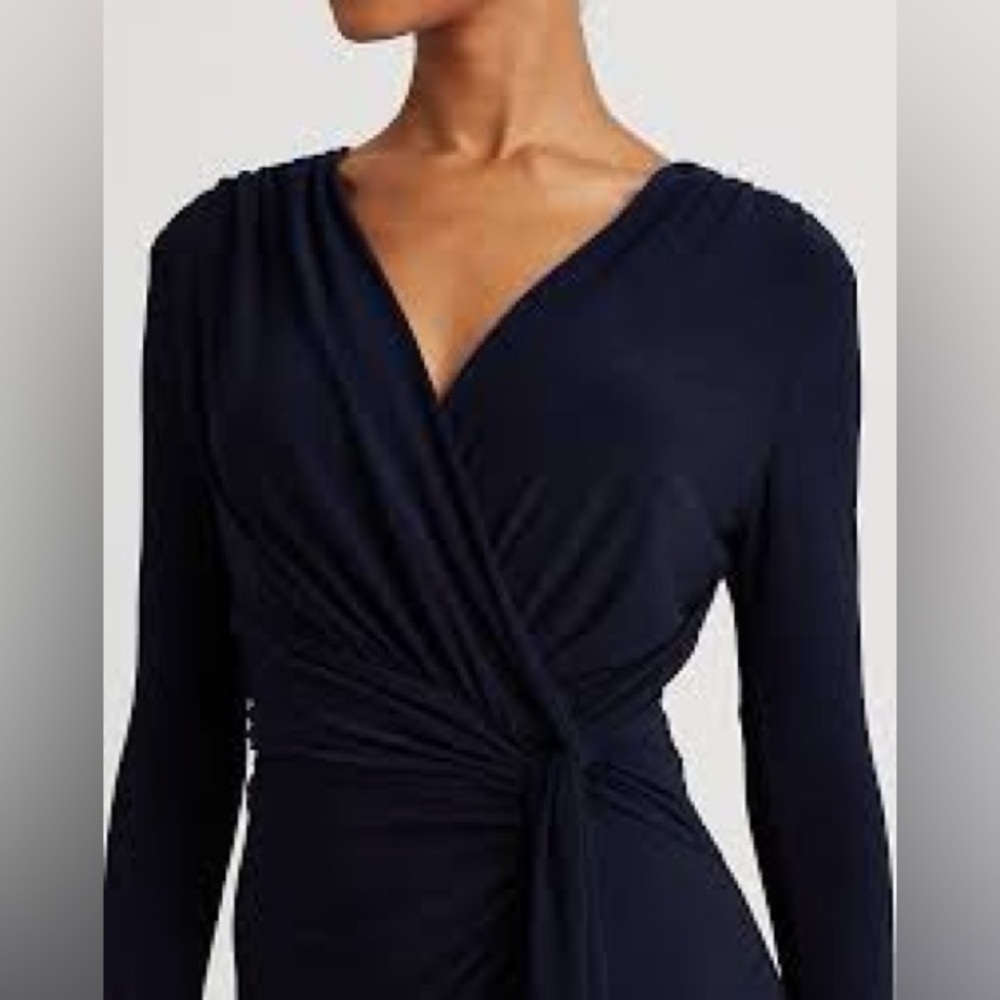 Anne Klein Navy Wrap Midi Dress